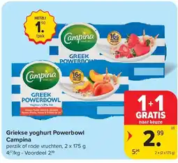 Carrefour Griekse yoghurt Powerbowl Campina aanbieding
