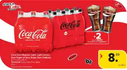 Carrefour Coca-Cola Regular, Light, Light Lemon, Zero Sugar of Zero Sugar Zero Caffeine aanbieding