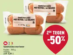 Delhaize Sandwiches met boter aanbieding