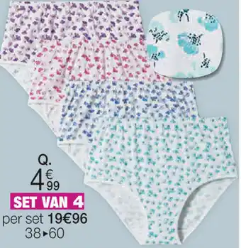 Damart Set 4 van slips met bloe- menprint zuiver kamkatoen aanbieding