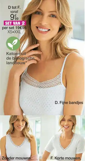 Damart Fijne bandjes, zonder mouwen, korte mouwen aanbieding
