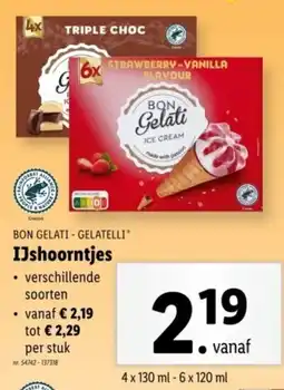 Lidl Bon gelati - gelatelli ijshoorntjes aanbieding