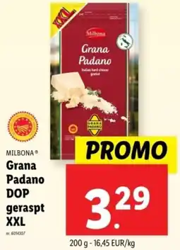 Lidl Milbona grana padano dop geraspt xxl aanbieding