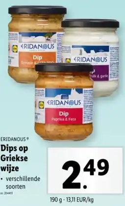 Lidl Eridanous dips op griekse wijze aanbieding