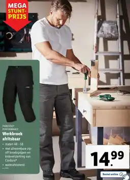 Lidl Parkside performance werkbroek afritsbaar aanbieding