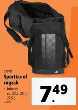 Lidl Crivit sporttas of rugzak aanbieding