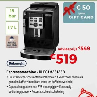 Exellent DeLonghi Espressomachine - DLECAM23123B aanbieding