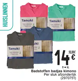 Cora Badstoffen badjas kimono aanbieding