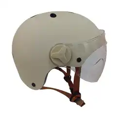 Decathlon Helm YEEP.ME H.20 Vision Beige met vizier voor fiets, scooter aanbieding