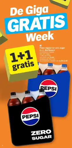 Albert Heijn Pepsi regular en zero sugar 6 x 1 literflessen aanbieding
