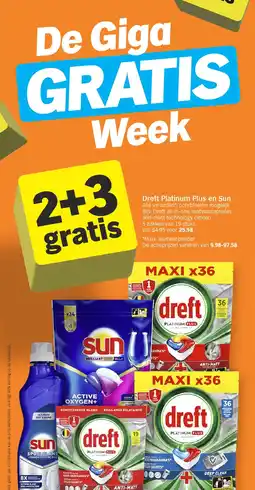 Albert Heijn Dreft Platinum Plus en Sun aanbieding