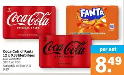 Albert Heijn Coca-Cola of Fanta 12 x 0.33 literblikjes aanbieding