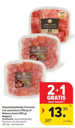 Carrefour Market Degustatieplankje Premium Les saucissons of Plateau fumé Negroni aanbieding