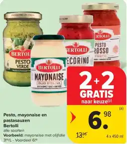 Carrefour Market Pesto mayonaise en pastasauzen bertolli aanbieding