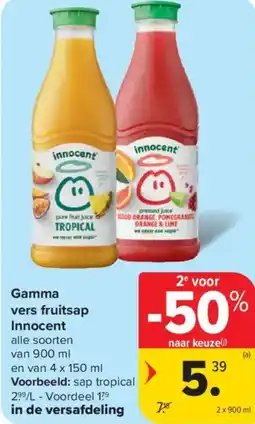 Carrefour Market Gamma vers fruitsap Innocent aanbieding