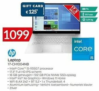 Selexion Hp laptop 17-ch1004nb aanbieding