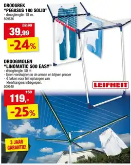 Hubo Leifheit Pegasus 180 Solid droogrek aanbieding