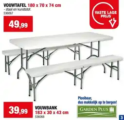 Hubo Garden Plus vouwtafel 180x70x74 cm wit aanbieding