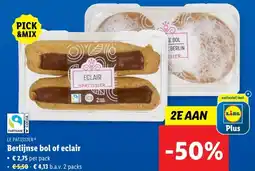 Lidl LE PATISSIER Berlijnse bol of eclair aanbieding
