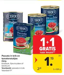 Carrefour Market Passata in brik en tomatenstukjes cirio aanbieding