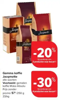 Carrefour Market Gamma koffie Jacqmotte aanbieding