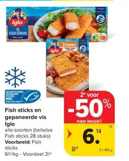 Carrefour Market Iglo Fish sticks en gepaneerde vis aanbieding