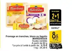 Cora Maredsous fromage en tranches, blocs ou fagotin aanbieding