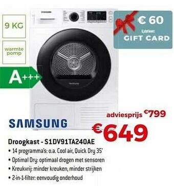Exellent Samsung droogkast - s1dv91ta240ae aanbieding