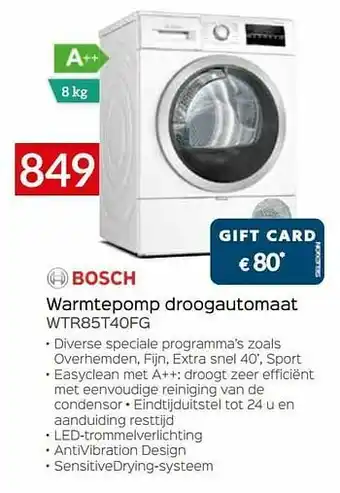 Selexion Bosch warmtepomp droogautomaat wtr85t40fg aanbieding