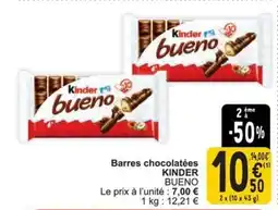 Cora Kinder bueno barres chocolatées aanbieding