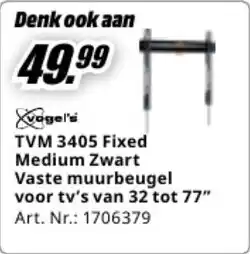 MediaMarkt Vogel's TVM 3405 Fixed Medium Zwart Vaste muurbeugel voor tv's aanbieding