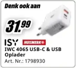 MediaMarkt ISY IWC 4065 USB-C & USB Oplader aanbieding