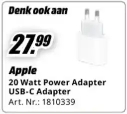 MediaMarkt Apple 20 Watt Power Adapter USB-C Adapter aanbieding