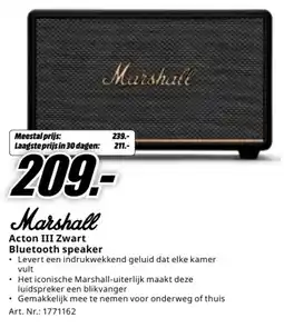 MediaMarkt Marshall Acton III Zwart Bluetooth speaker aanbieding