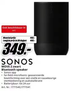MediaMarkt Sonos Move 2 zwart Bluetooth speaker aanbieding