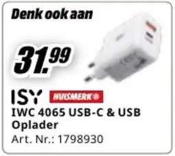 MediaMarkt ISY IWC 4065 USB-C & USB Oplader aanbieding