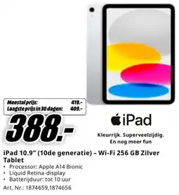 MediaMarkt iPad - Wi-Fi 256 GB Zilver Tablet aanbieding
