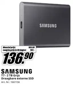 MediaMarkt Samsung T7 - 2 TB Grijs Draagbare externe SSD aanbieding