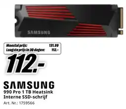 MediaMarkt Samsung 990 Pro 1 TB Heatsink Interne SSD-schrijf aanbieding