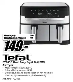 MediaMarkt Tefal EY905D Dual Easy Fry & Grill XXL Airfryer aanbieding