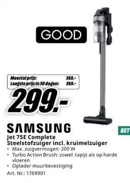 MediaMarkt Samsung Jet 75E Complete Steelstofzuiger incl. kruimelzuiger aanbieding