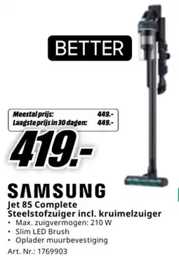 MediaMarkt Samsung Jet 85 Complete Steelstofzuiger incl. kruimelzuiger aanbieding