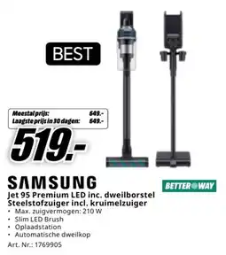 MediaMarkt Samsung Jet 95 Premium LED inc. dweilborstel Steelstofzuiger incl. kruimelzuiger aanbieding