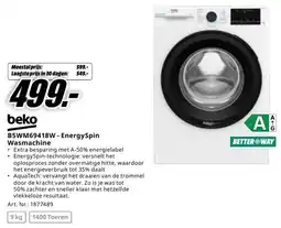 MediaMarkt Beko B5WM69418W - EnergySpin Wasmachine aanbieding