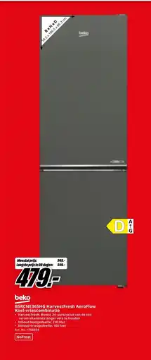 MediaMarkt Beko B5RCNE365HG HarvestFresh AeroFlow Koel-vriescombinatie aanbieding