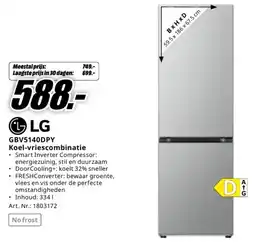 MediaMarkt LG GBV5140DPY Koel-vriescombinatie aanbieding