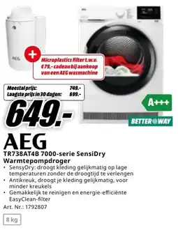 MediaMarkt AEG TR738AT4B 7000-serie SensiDry Warmtepompdroger aanbieding