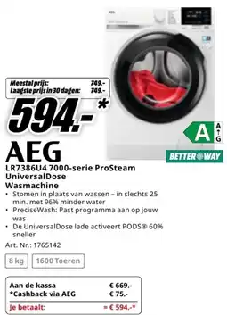 MediaMarkt AEG LR7386U4 7000-serie ProSteam UniversalDose Wasmachine aanbieding