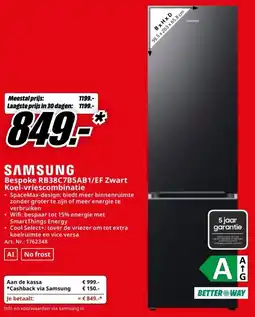 MediaMarkt Samsung Bespoke RB38C7B5AB1/EF Zwart Koel-vriescombinatie aanbieding