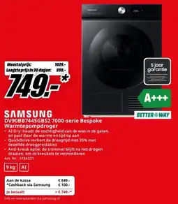 MediaMarkt Samsung DV90BB7445GBS2 7000-serie Bespoke Warmtepompdroger aanbieding